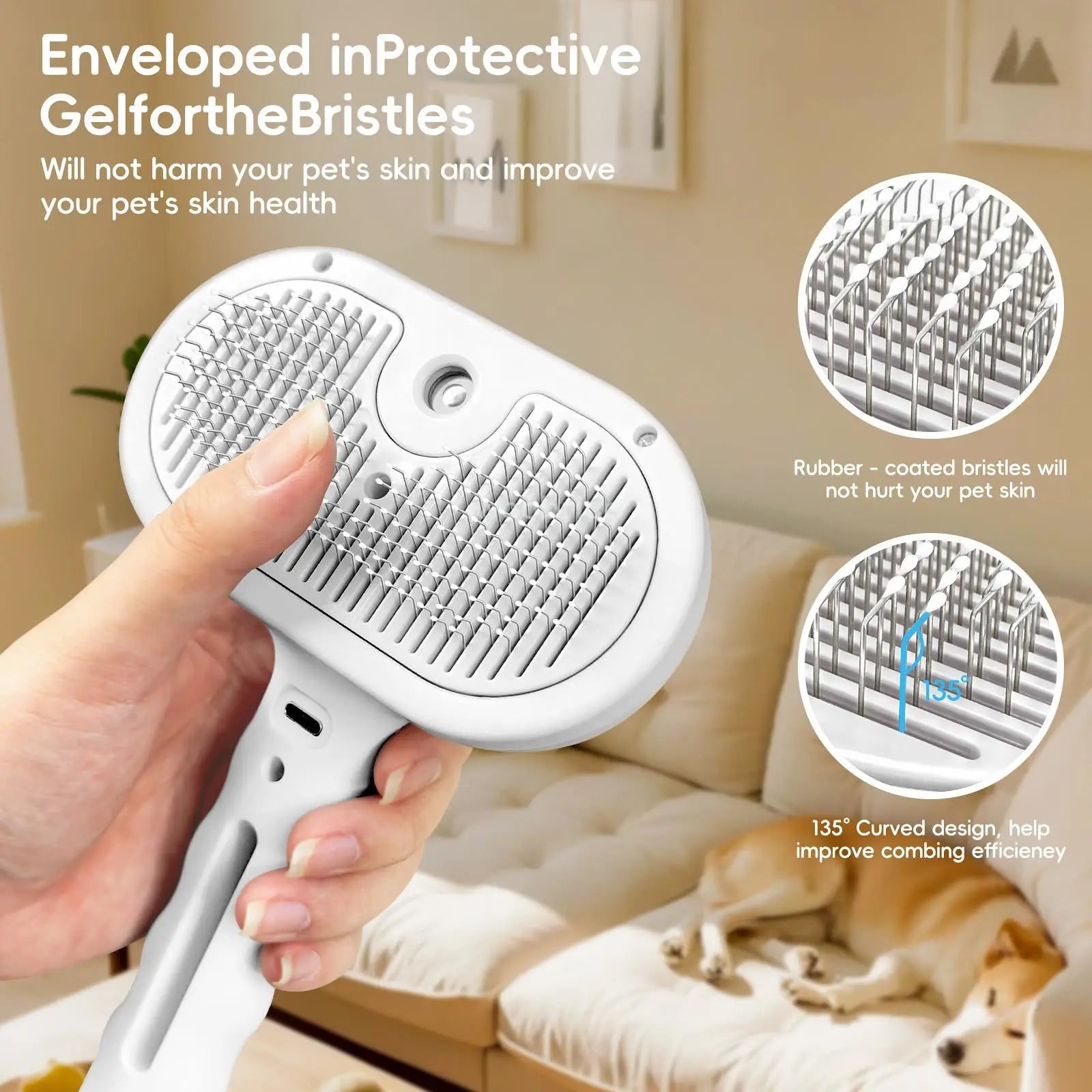3-in-1 Electric Pet Steam Brush