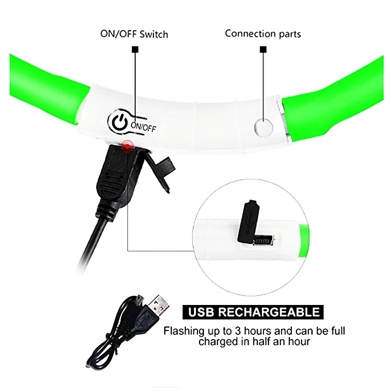 USB Rechargeable LED Safety Collar