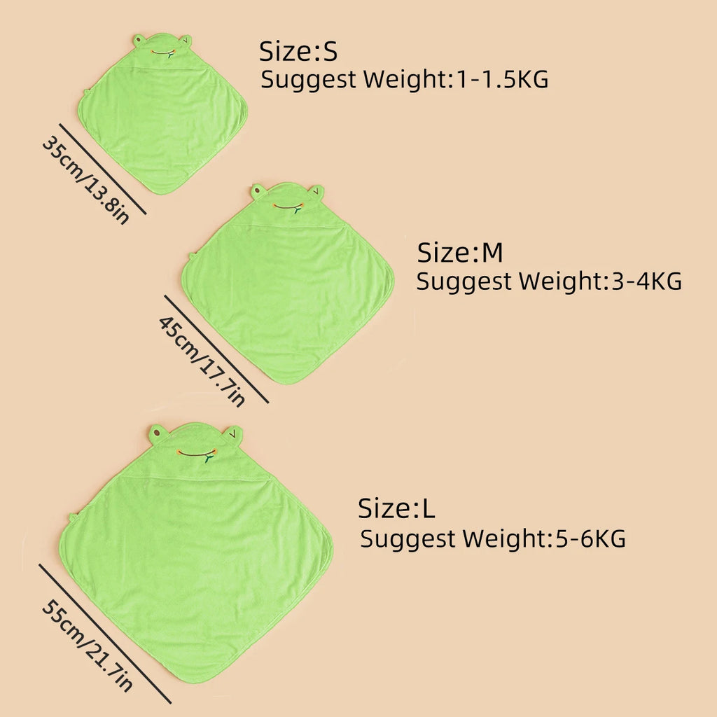 Frog Style Pet Dog Bath Towel With Cap Microfiber Quick-Drying Cat Towel Puppy Drying Pad Bath Products Absorbent Dog Bathrobe