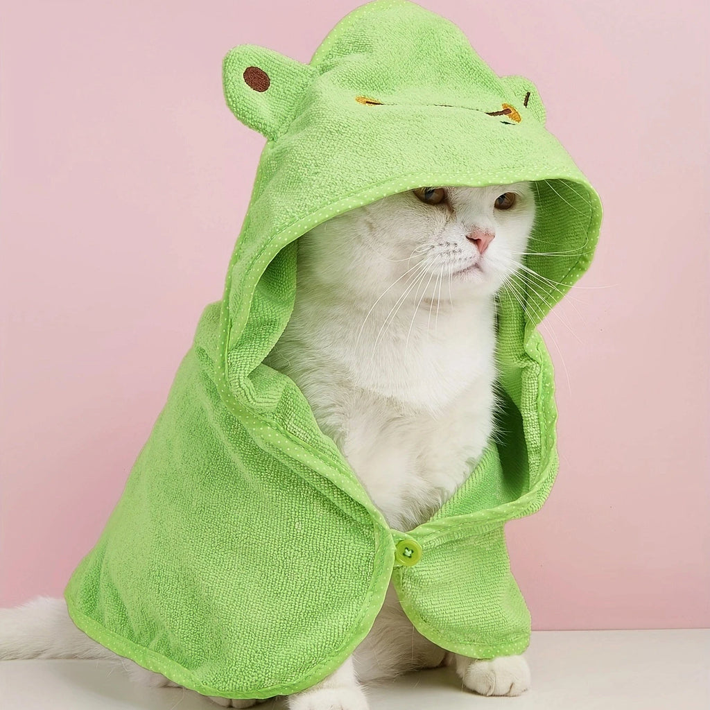 Frog Style Pet Dog Bath Towel With Cap Microfiber Quick-Drying Cat Towel Puppy Drying Pad Bath Products Absorbent Dog Bathrobe